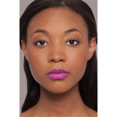 Exclamation Plush Rush Lipstick (electric violet crème) on african american model